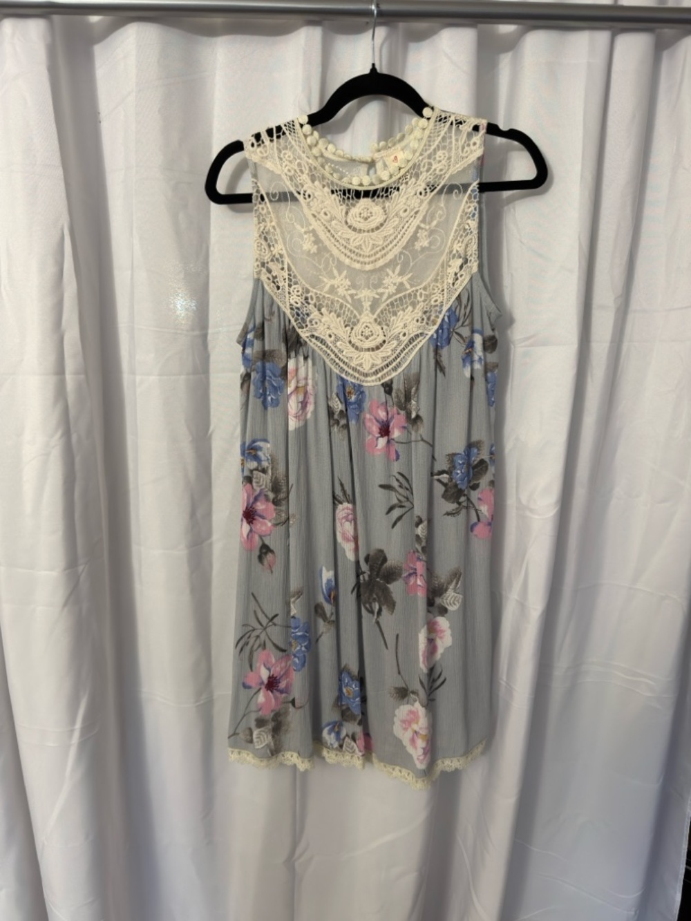 J.O.A. Floral Dress with Cream Lace Top